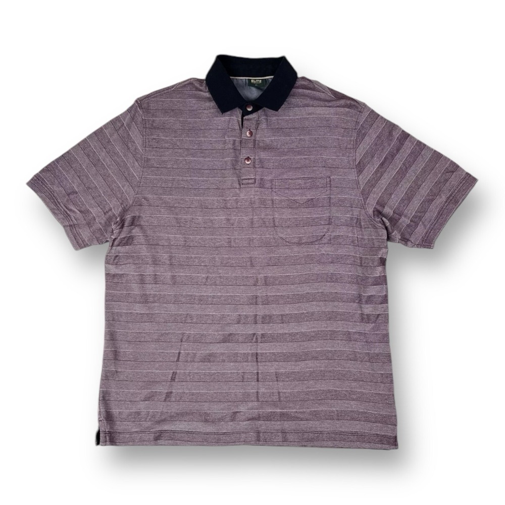 Elite Peter England Purple Stripe‎ Mercerised Cotton S/S Polo Mens Size XL